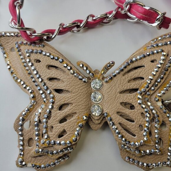 3 Butterfly Chain Belts- Orange Beige- Pink Butterfly Chain Waist Loop Belts - Picture 12 of 15